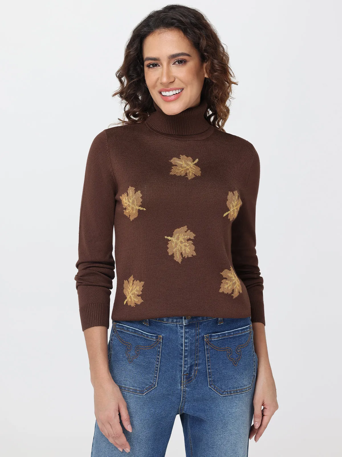 Fall Leaves Turtleneck Sweater sold by 89th & Madison