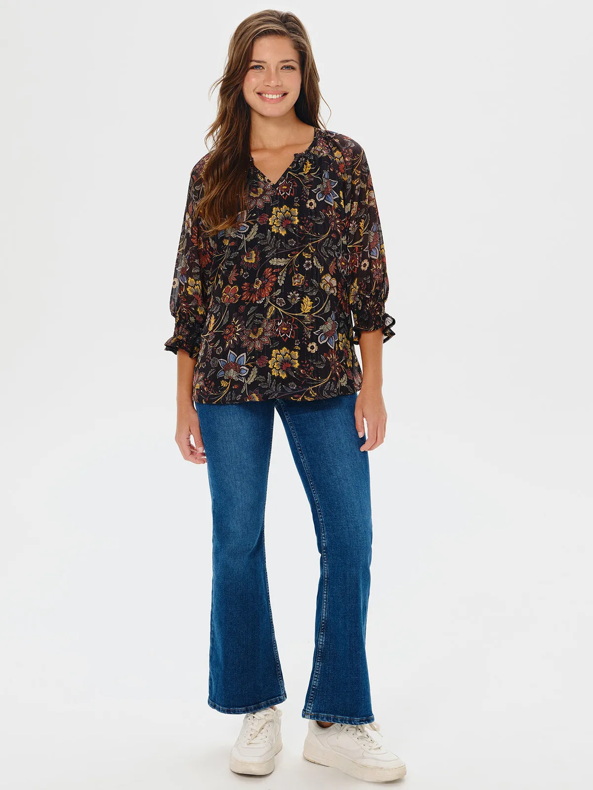 Floral Print 3/4 Sleeve Blouse sold by 89th & Madison product image thumbnail 5