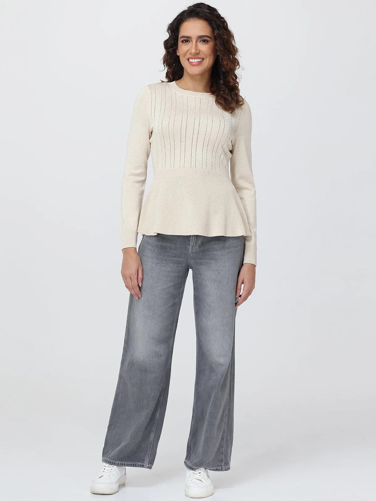 Pointelle Peplum Sweater sold by 89th & Madison product image thumbnail 5