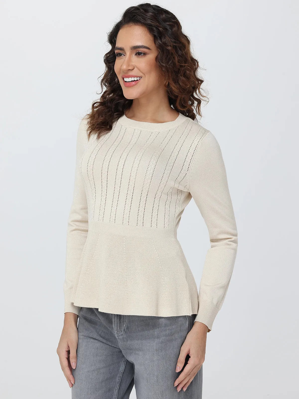Pointelle Peplum Sweater sold by 89th & Madison product image thumbnail 3