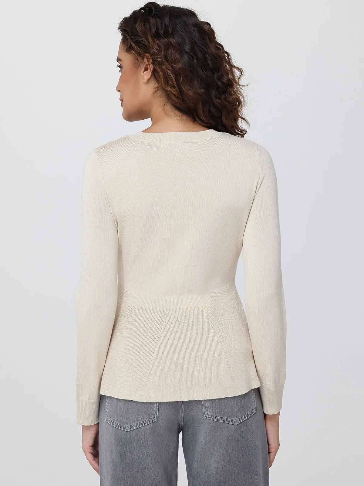 Pointelle Peplum Sweater sold by 89th & Madison product image thumbnail 2