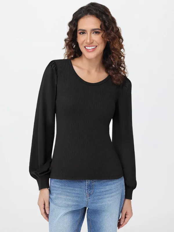 Crewneck Puff Sleeve Top sold by 89th & Madison