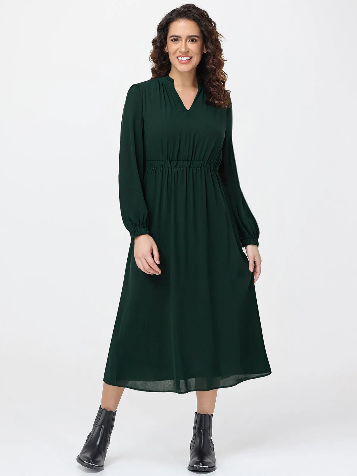 Notch Neck Smocked Maxi Dress sold by 89th & Madison
