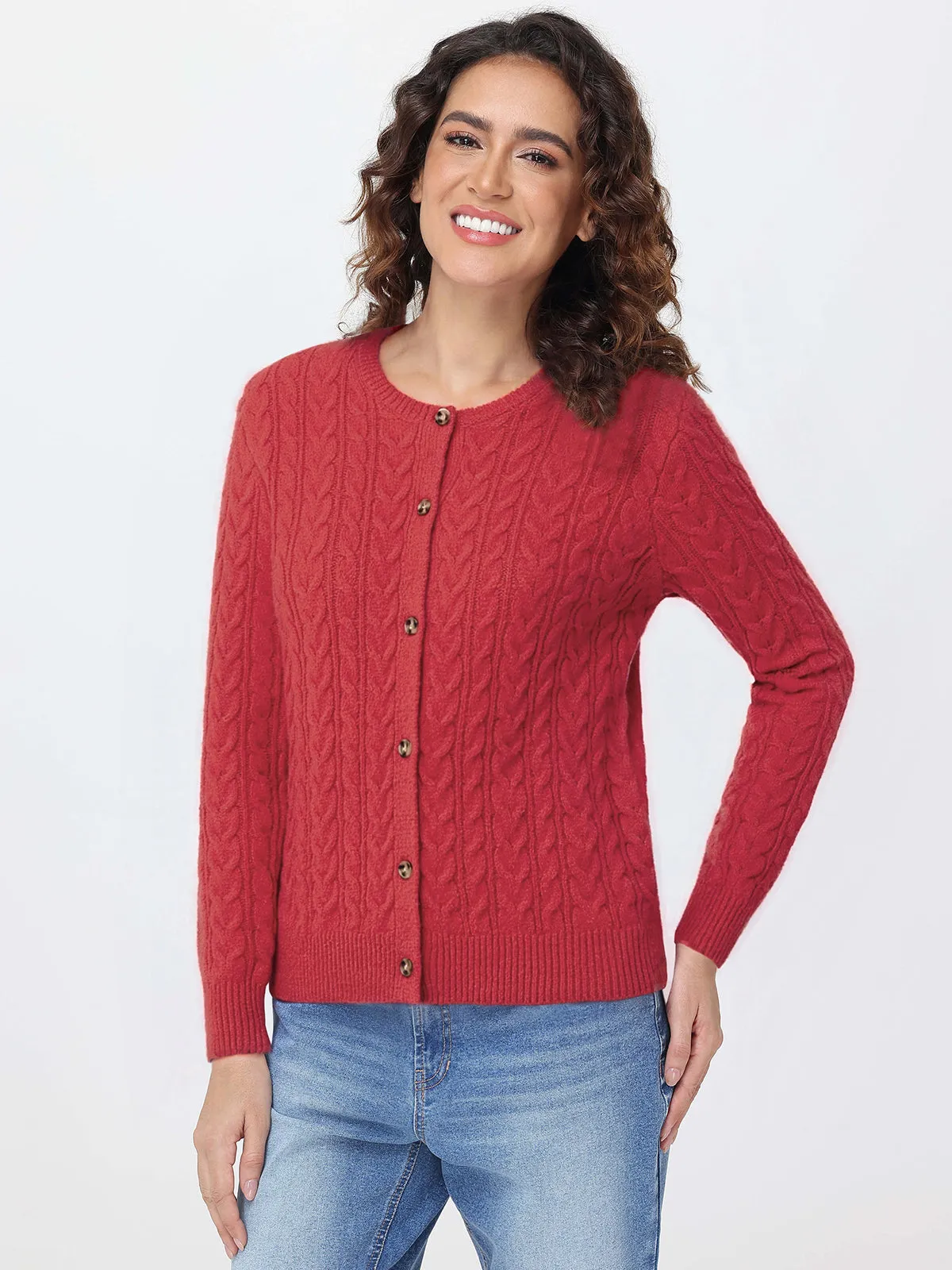 Cable Knit Crewneck Cardigan sold by 89th & Madison product image thumbnail 3
