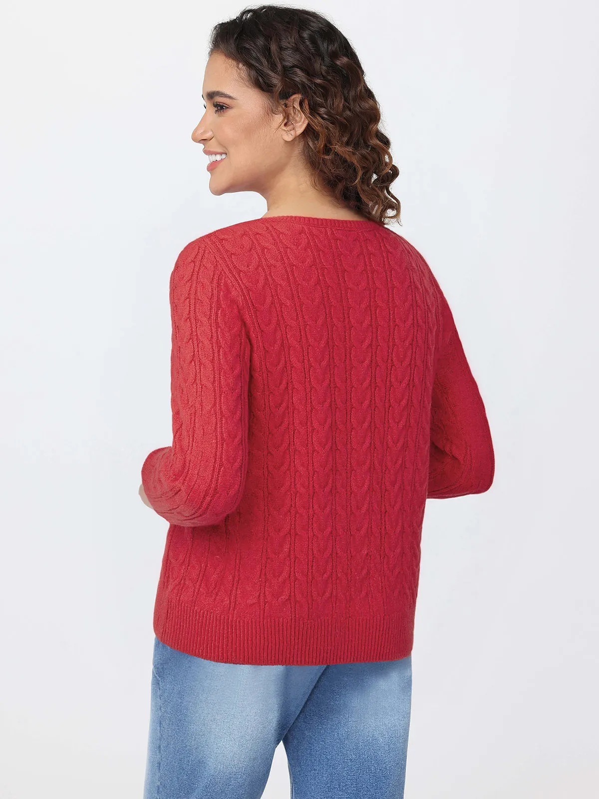 Cable Knit Crewneck Cardigan sold by 89th & Madison product image thumbnail 2