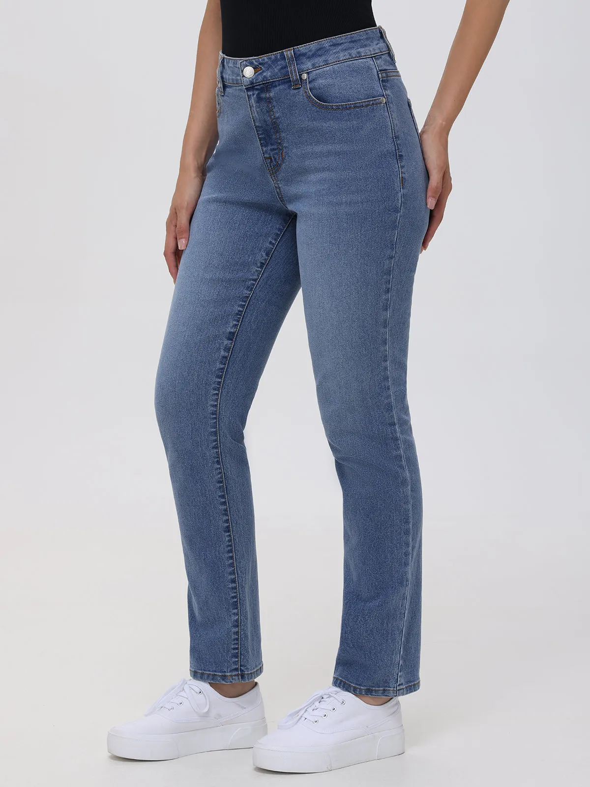 Straight Mid Rise Jean In Light Wash sold by 89th & Madison product image thumbnail 5