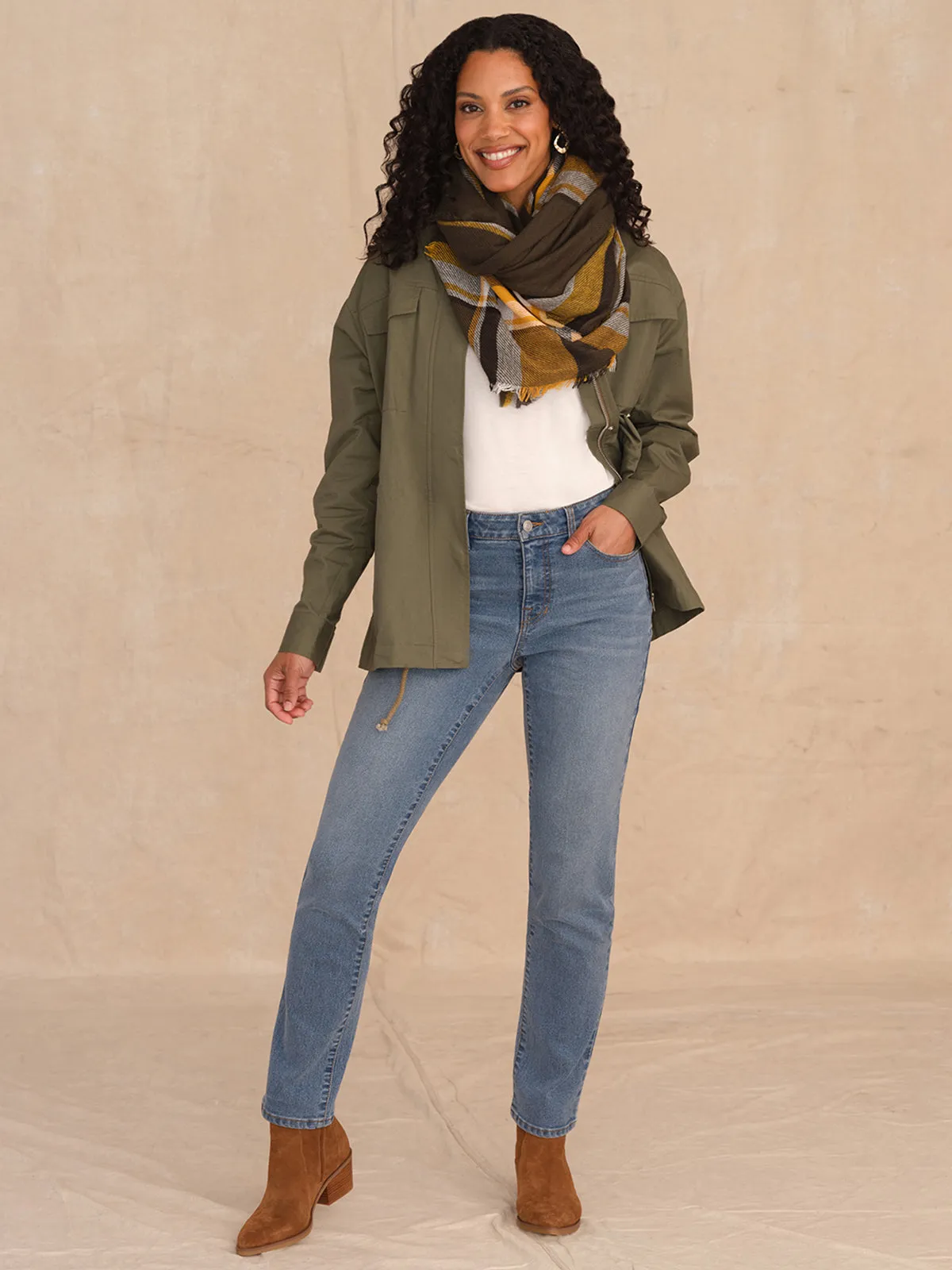 Straight Mid Rise Jean In Light Wash sold by 89th & Madison