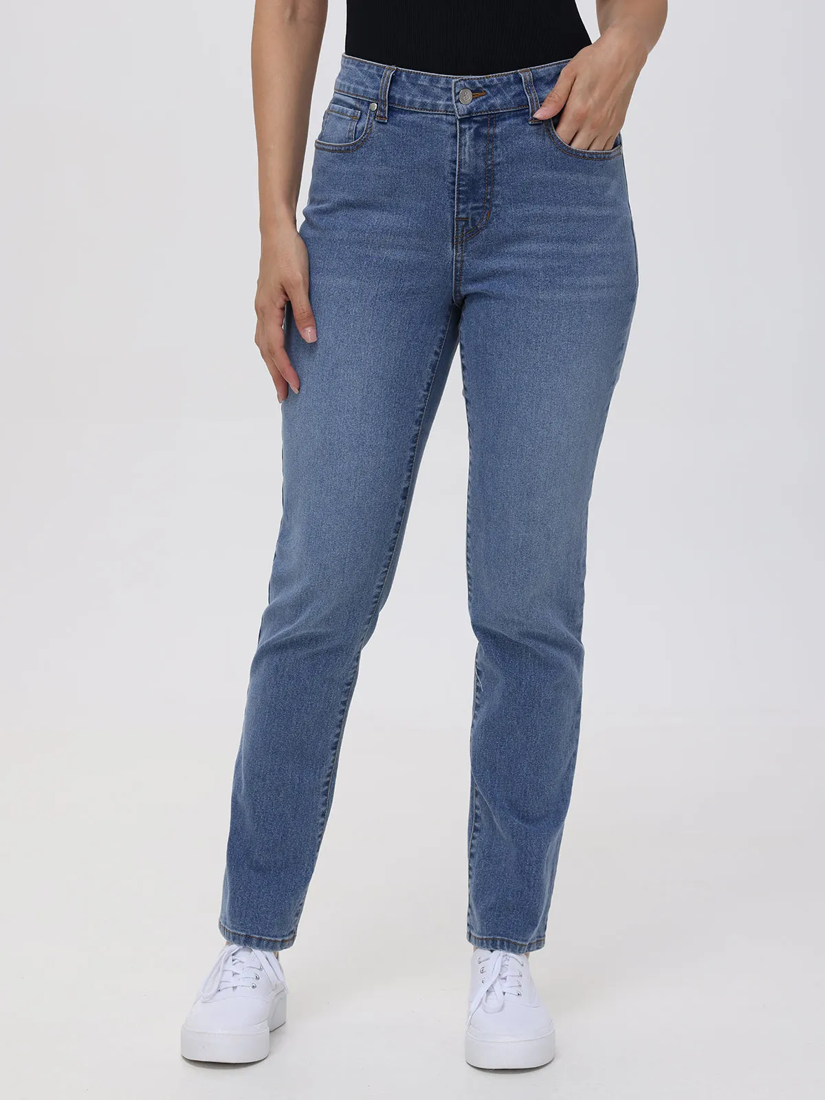 Straight Mid Rise Jean In Light Wash sold by 89th & Madison product image thumbnail 2