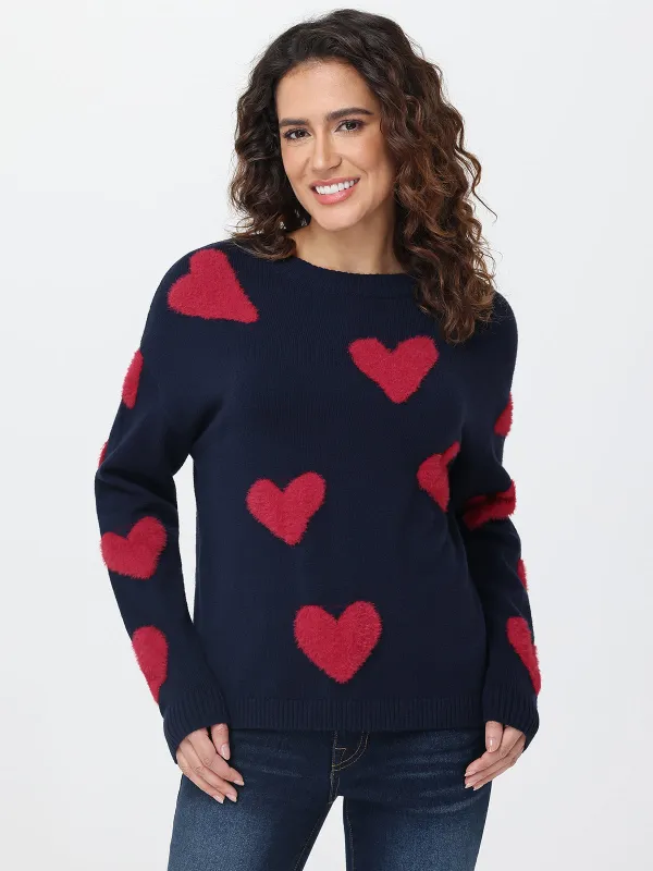 Heart Pattern Crewneck Sweater sold by 89th & Madison