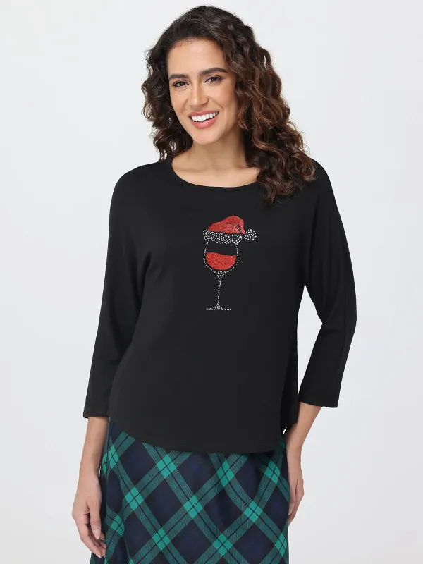 Festive Wine Graphic Top sold by 89th & Madison