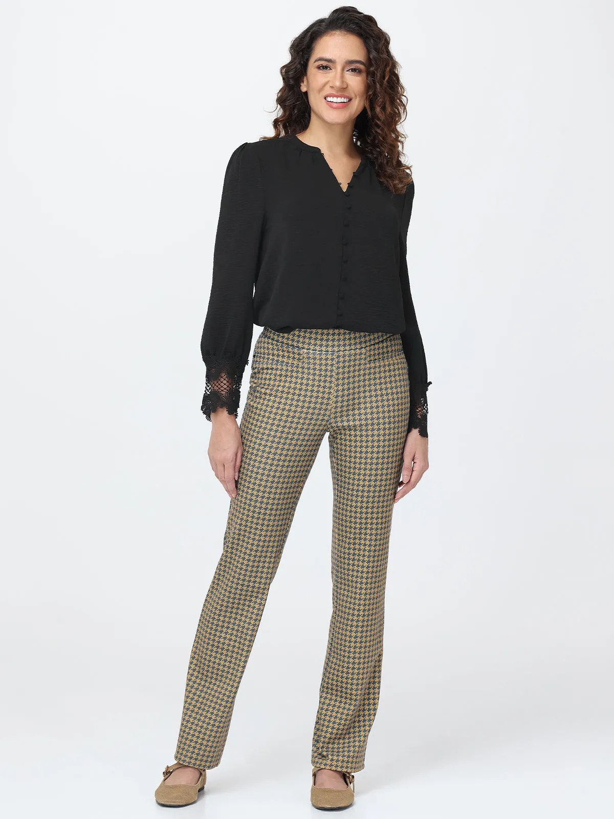 Luxe Ponte Houndstooth Kick Flare Pants sold by 89th & Madison product image thumbnail 2