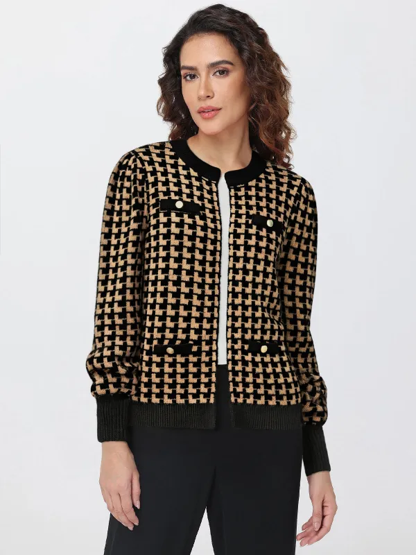 Houndstooth Button Front Cardigan sold by 89th & Madison