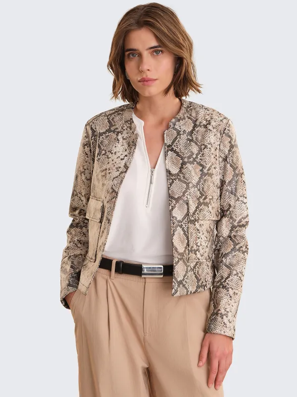 Snakeskin Print Faux Leather Jacket sold by 89th & Madison
