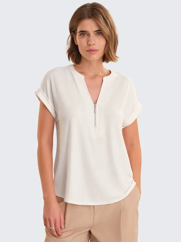 Zipper Neck Cool Feel Top sold by 89th & Madison
