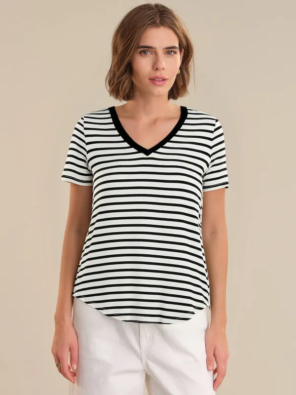 Stripe V-Neck Tee sold by 89th & Madison