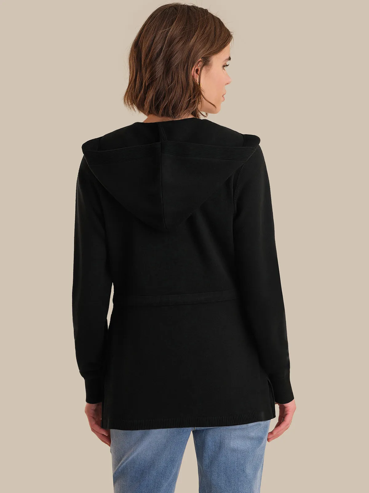 Open Front Drawstring Waist Hooded Cardigan sold by 89th & Madison product image thumbnail 2