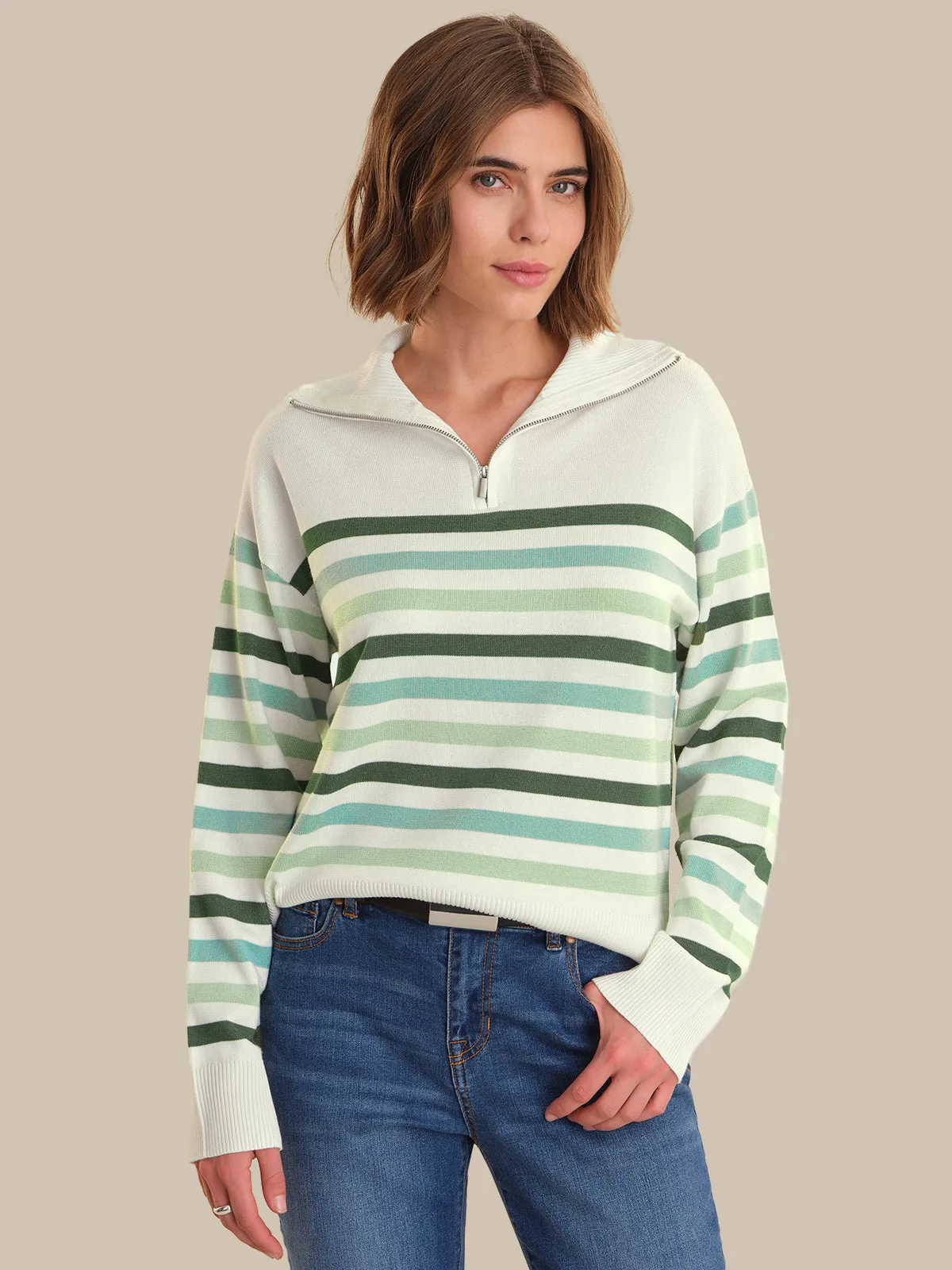Stripe Quarter Zip Sweater sold by 89th & Madison