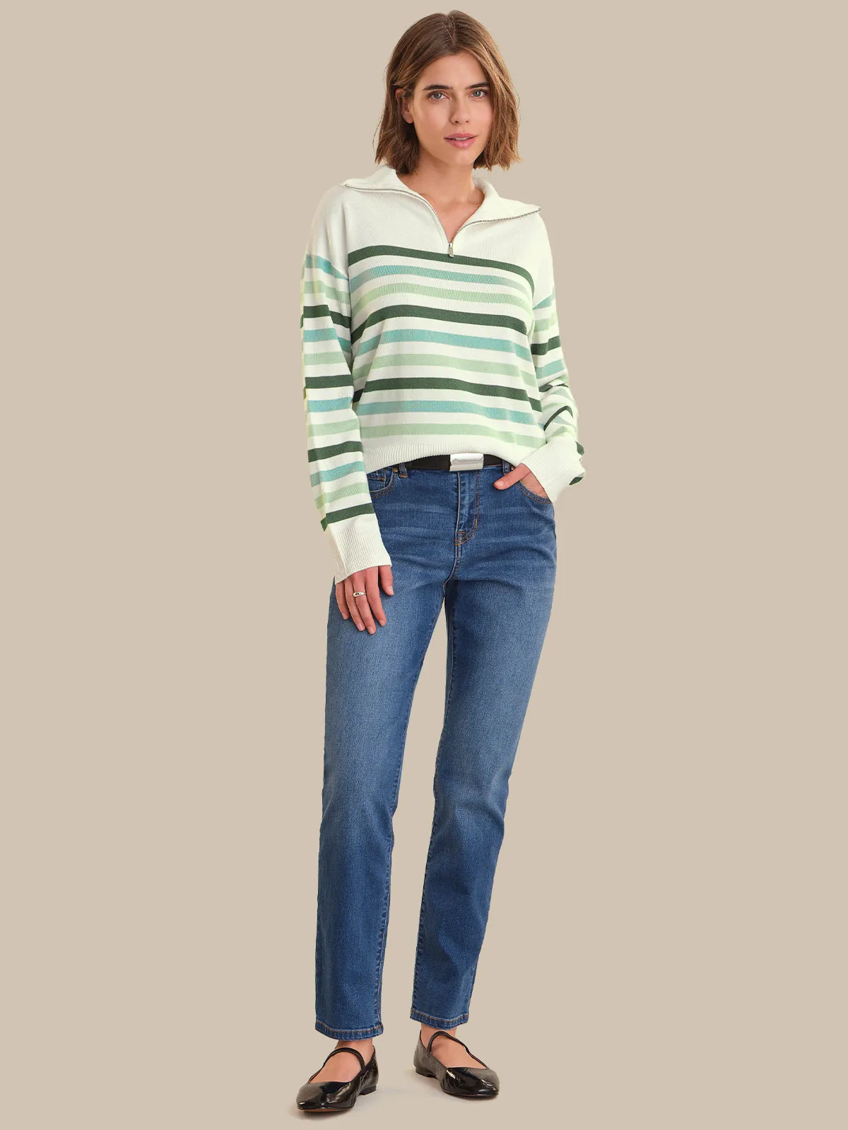Stripe Quarter Zip Sweater sold by 89th & Madison product image thumbnail 4