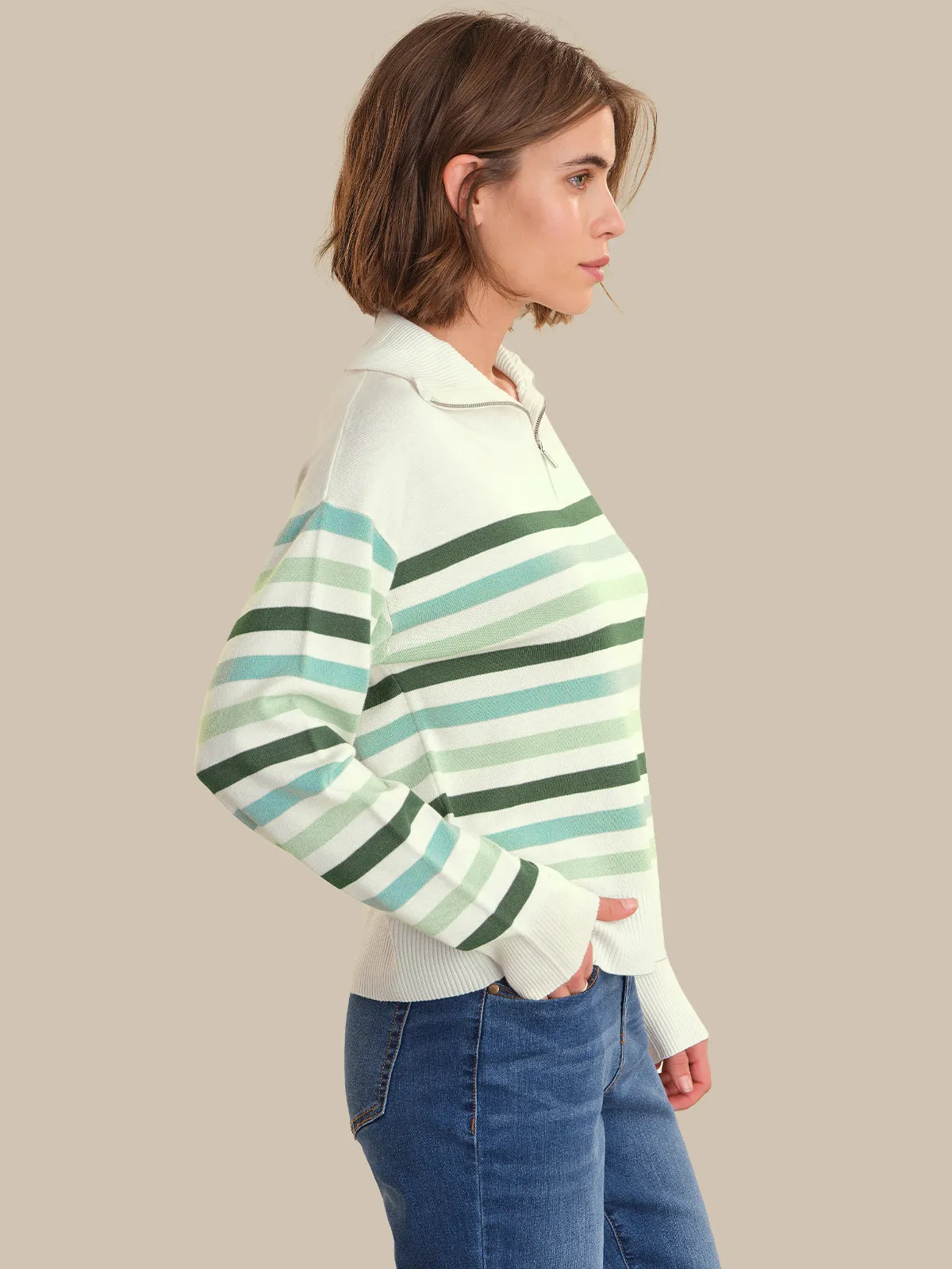Stripe Quarter Zip Sweater sold by 89th & Madison product image thumbnail 3