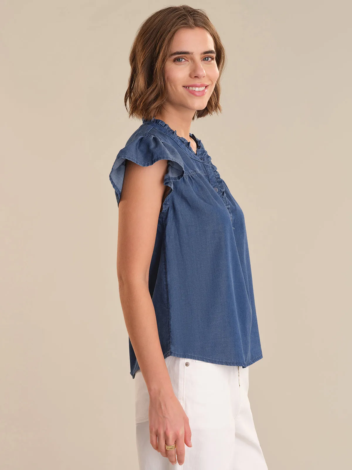 Flutter Sleeve Button Up Top sold by 89th & Madison product image thumbnail 3
