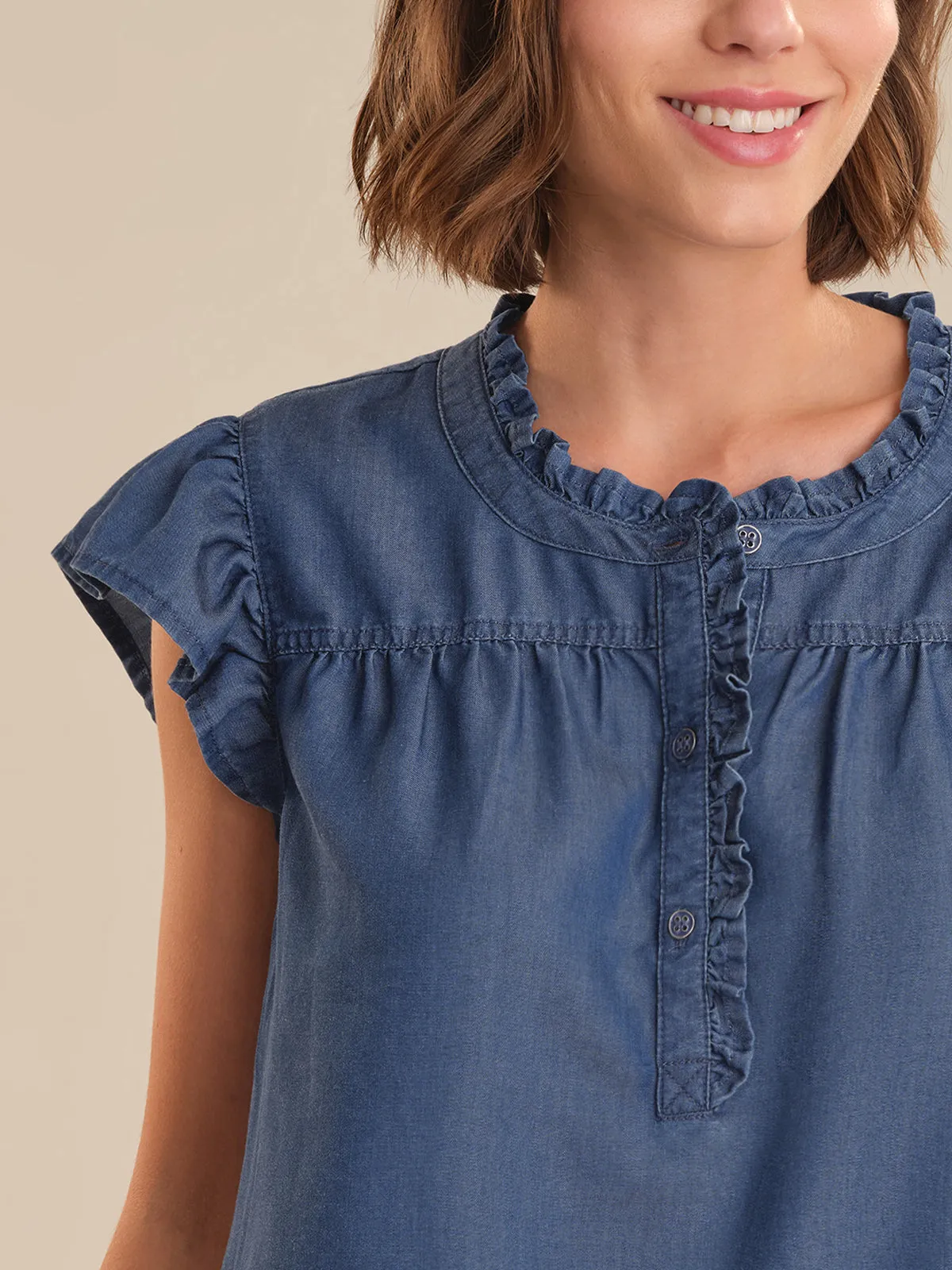 Flutter Sleeve Button Up Top sold by 89th & Madison product image thumbnail 4