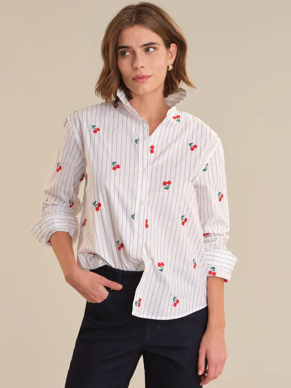 Embroidery Stripe Button Up Shirt made by 89th & Madison