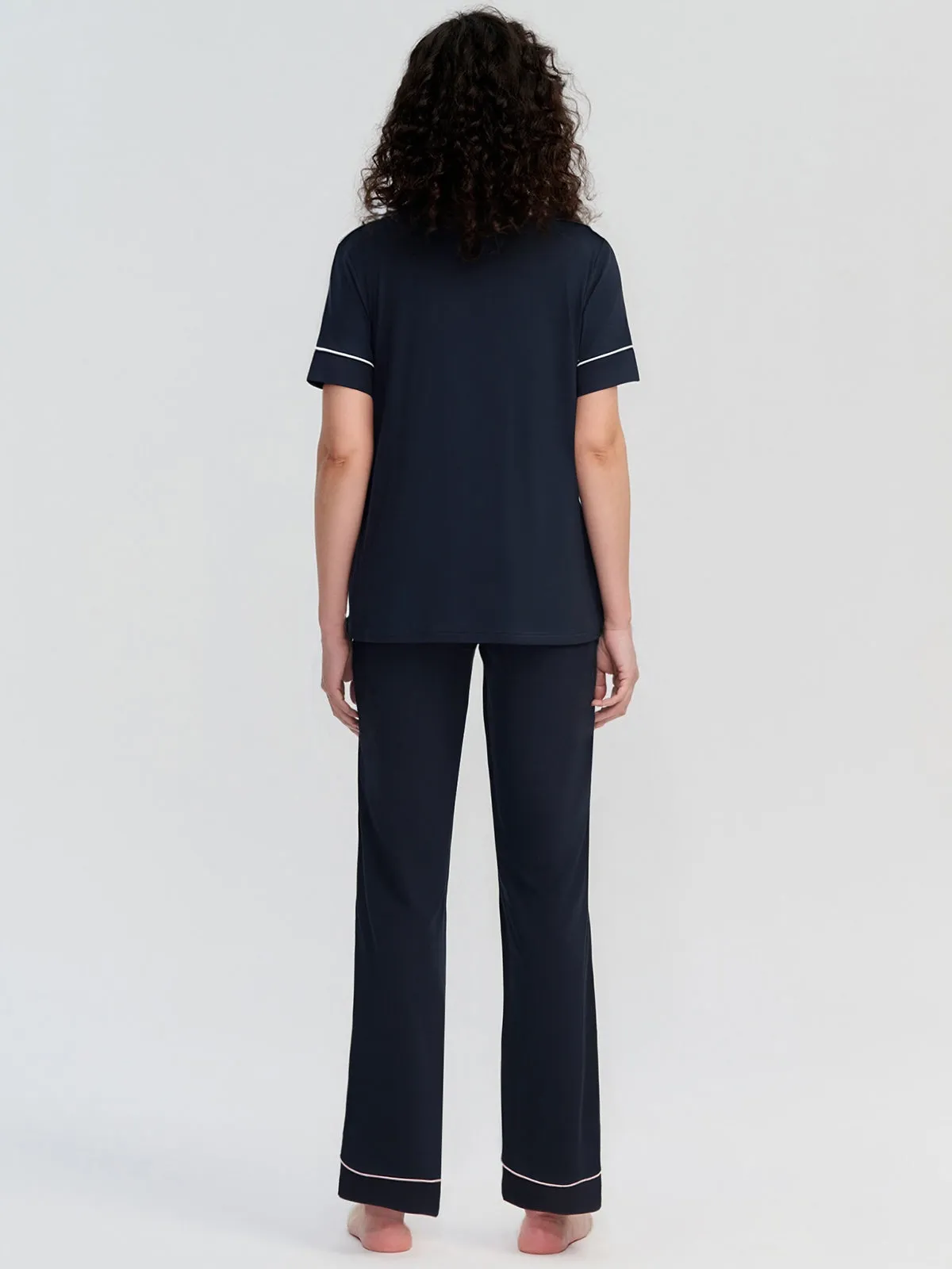 Solid Piped Short Sleeve Pajamas Set sold by 89th & Madison product image thumbnail 2