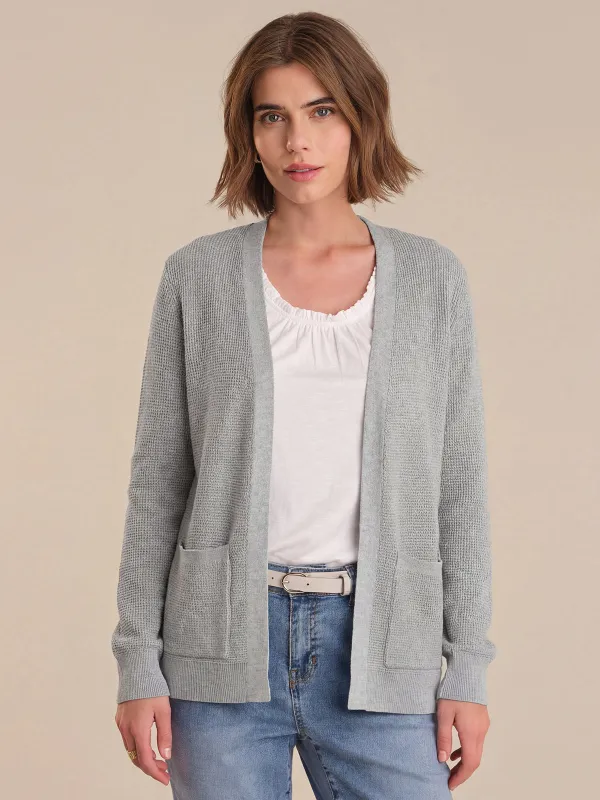Waffle Stitch Open Front Cardigan sold by 89th & Madison