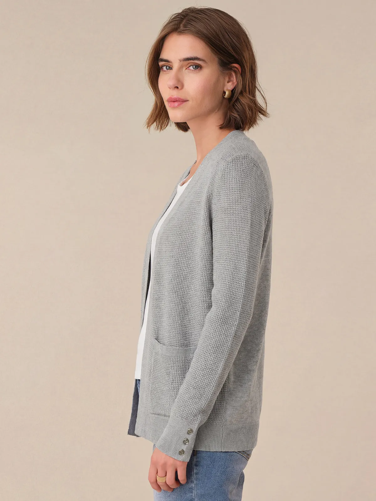 Waffle Stitch Open Front Cardigan sold by 89th & Madison product image thumbnail 3