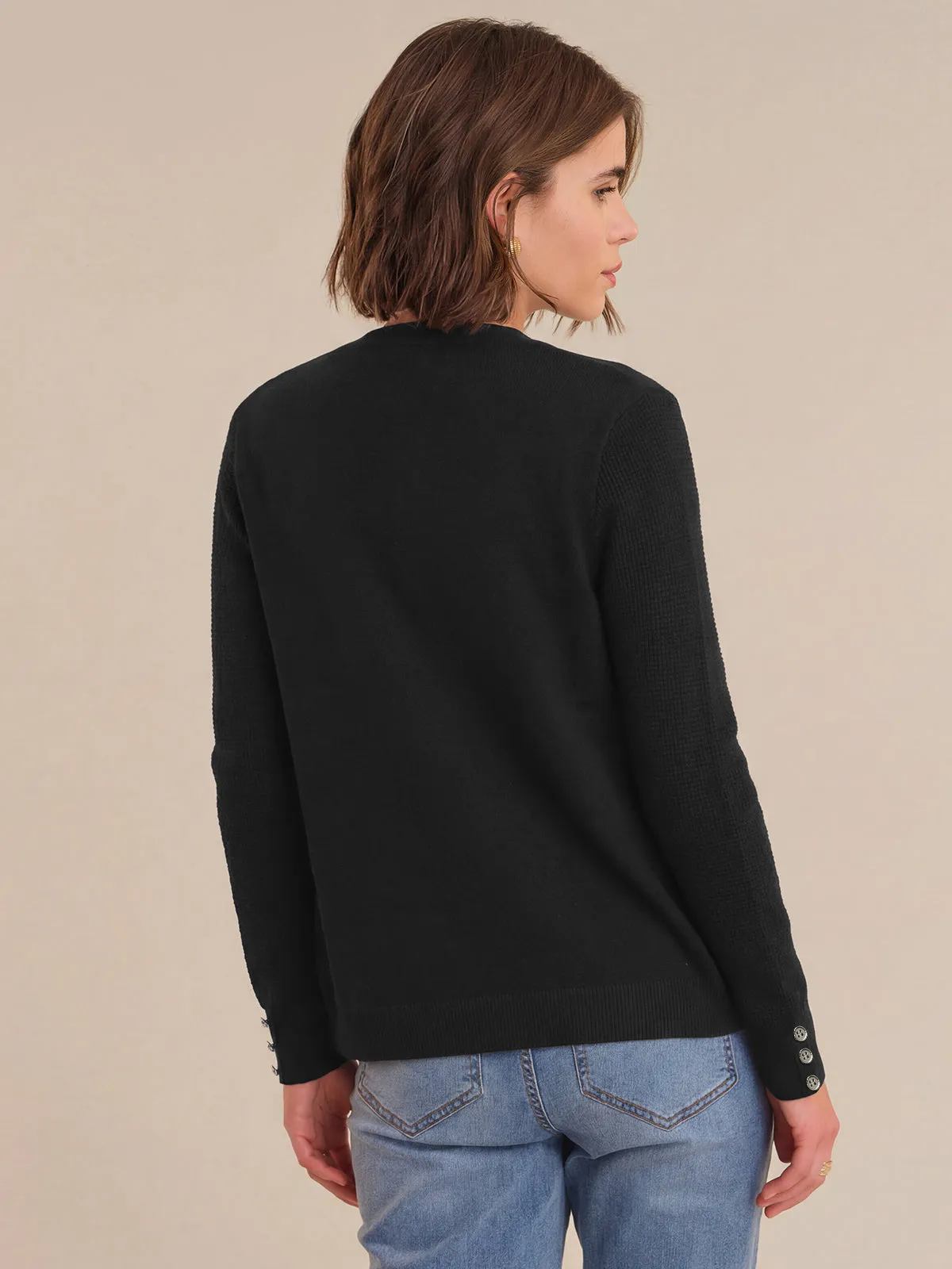 Waffle Stitch Open Front Cardigan sold by 89th & Madison product image thumbnail 2