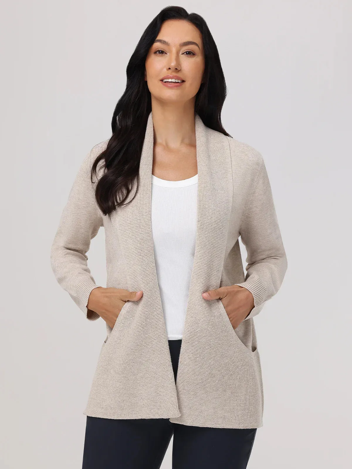 Waffle Stitch J-Pocket Cardigan sold by 89th & Madison