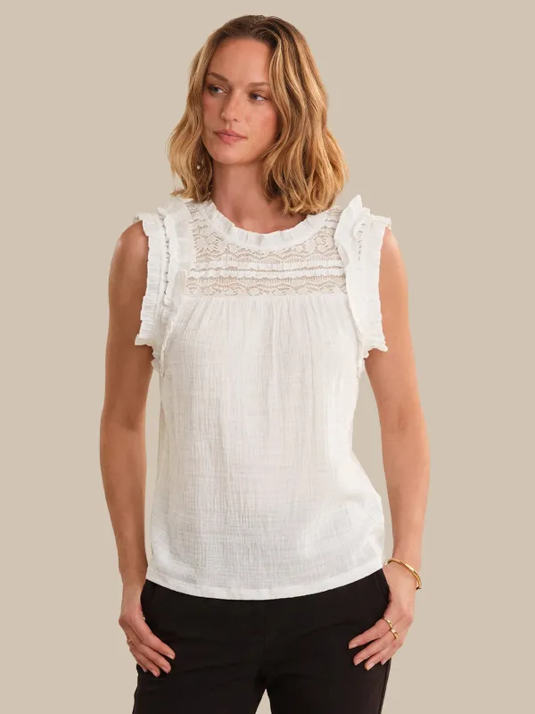 Lace Panel Sleeveless Top made by 89th & Madison