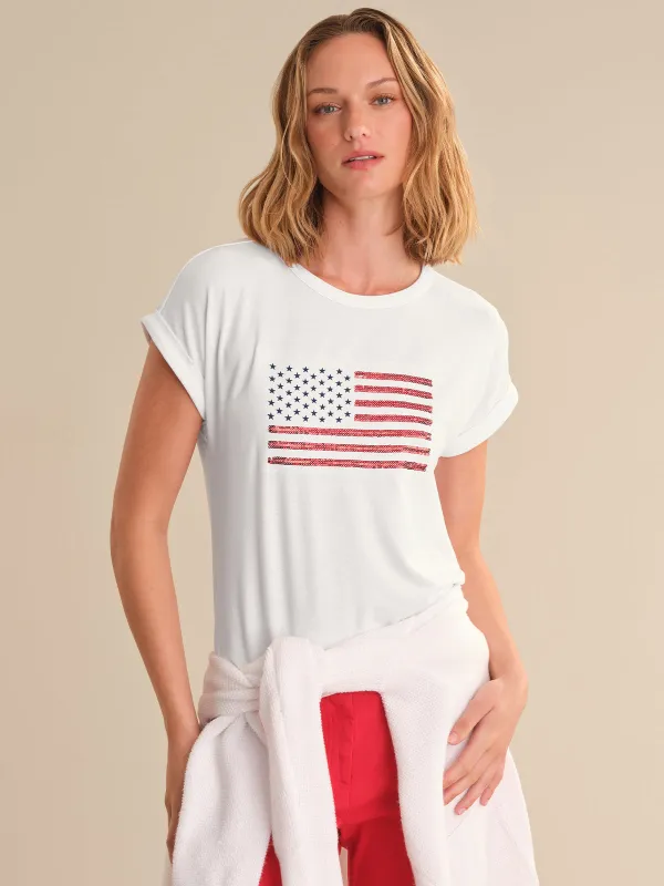 American Flag Sequin Tee made by 89th & Madison