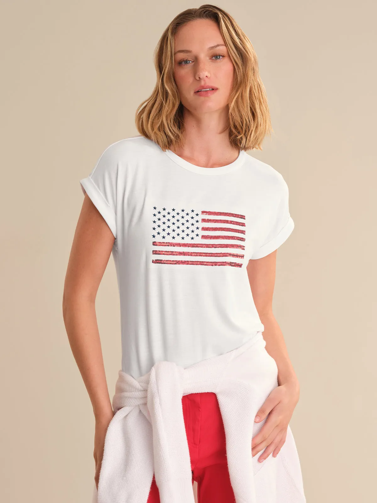 American Flag Sequin Tee sold by 89th & Madison
