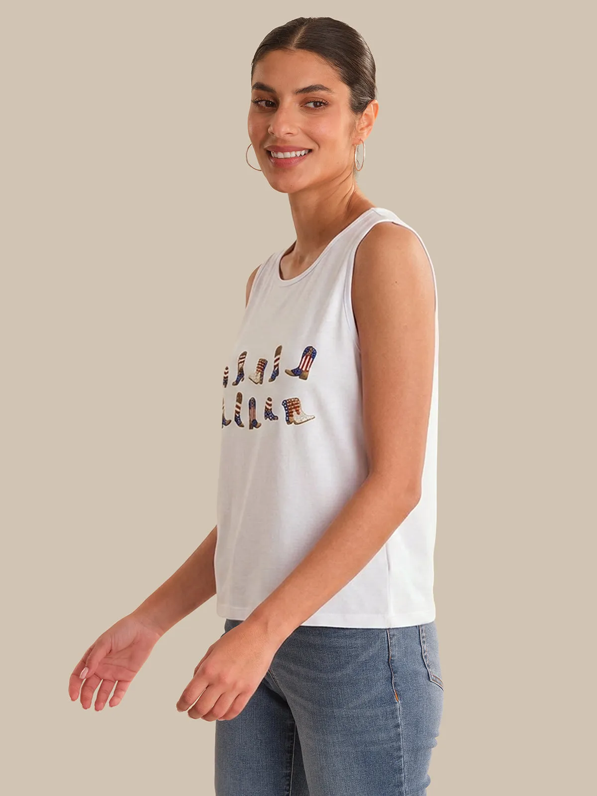 Cowgirl Boots Print Tank Top sold by 89th & Madison product image thumbnail 3