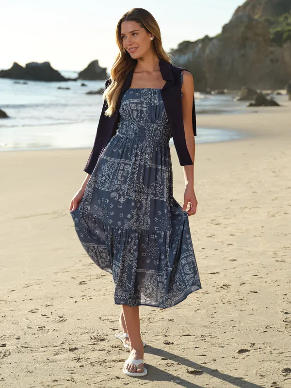 Paisley Print Flutter Smocked Midi Dress made by 89th & Madison