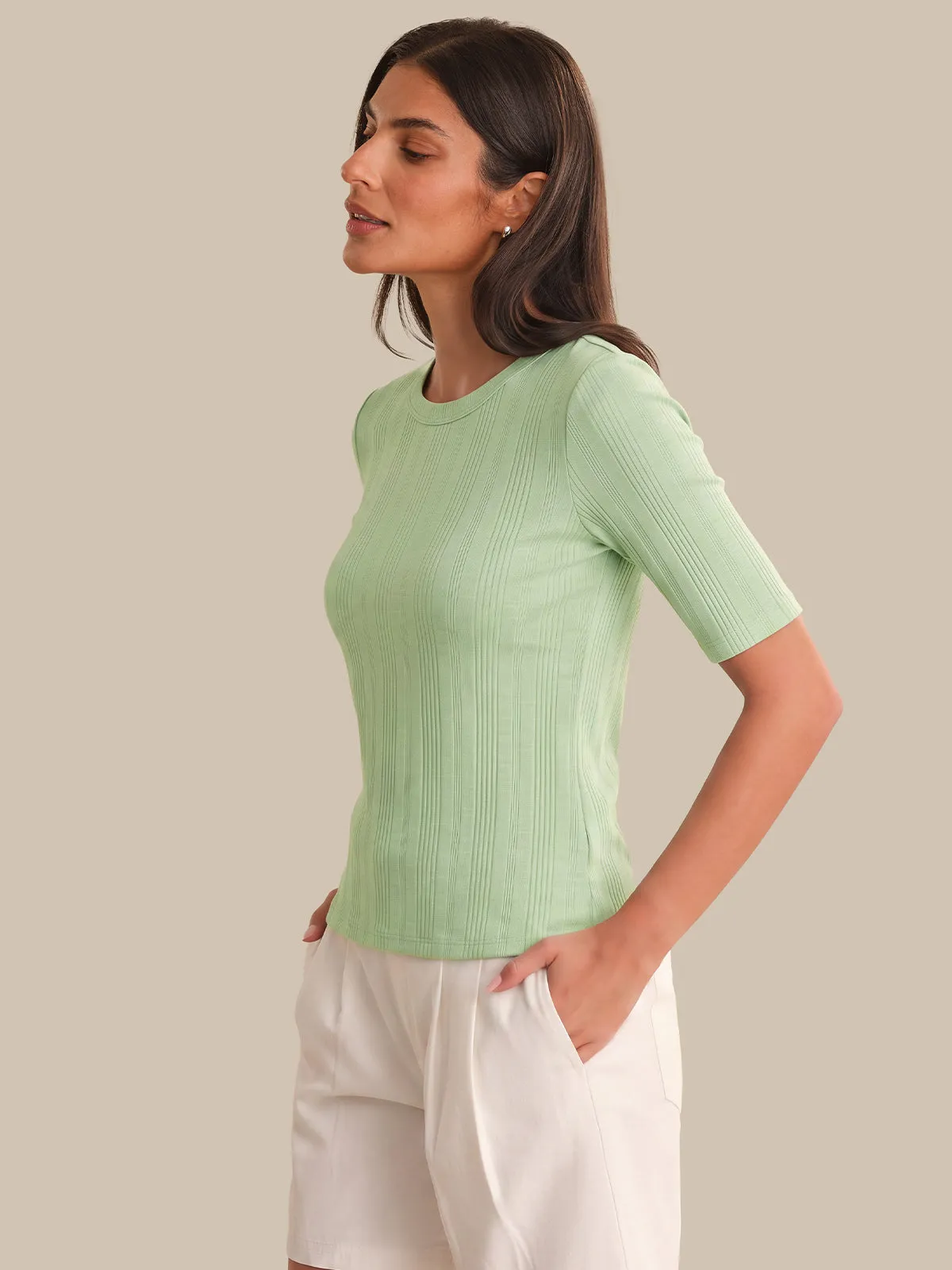 Elbow Sleeve Crewneck Tee sold by 89th & Madison product image thumbnail 3