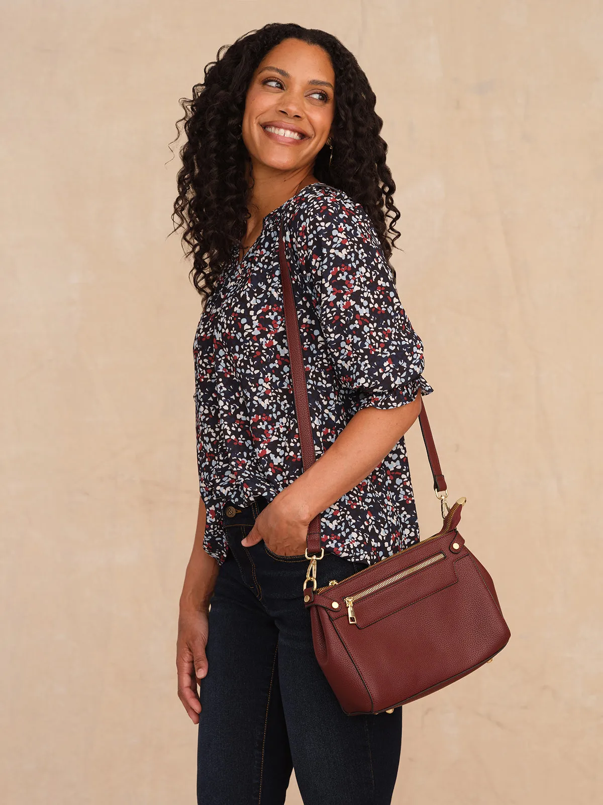 3/4 Sleeve Ditsy Dots Blouse sold by 89th & Madison