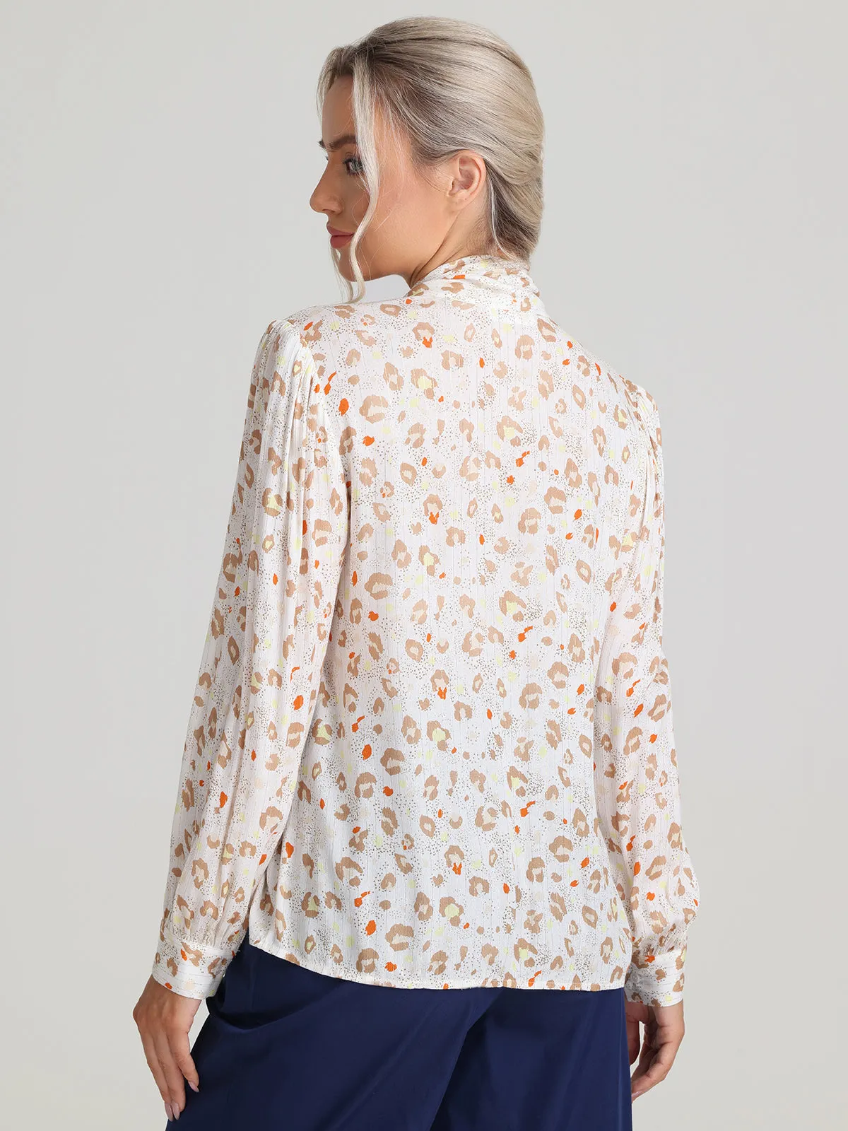 Floral Tie Neck Button Up Blouse sold by 89th & Madison product image thumbnail 3