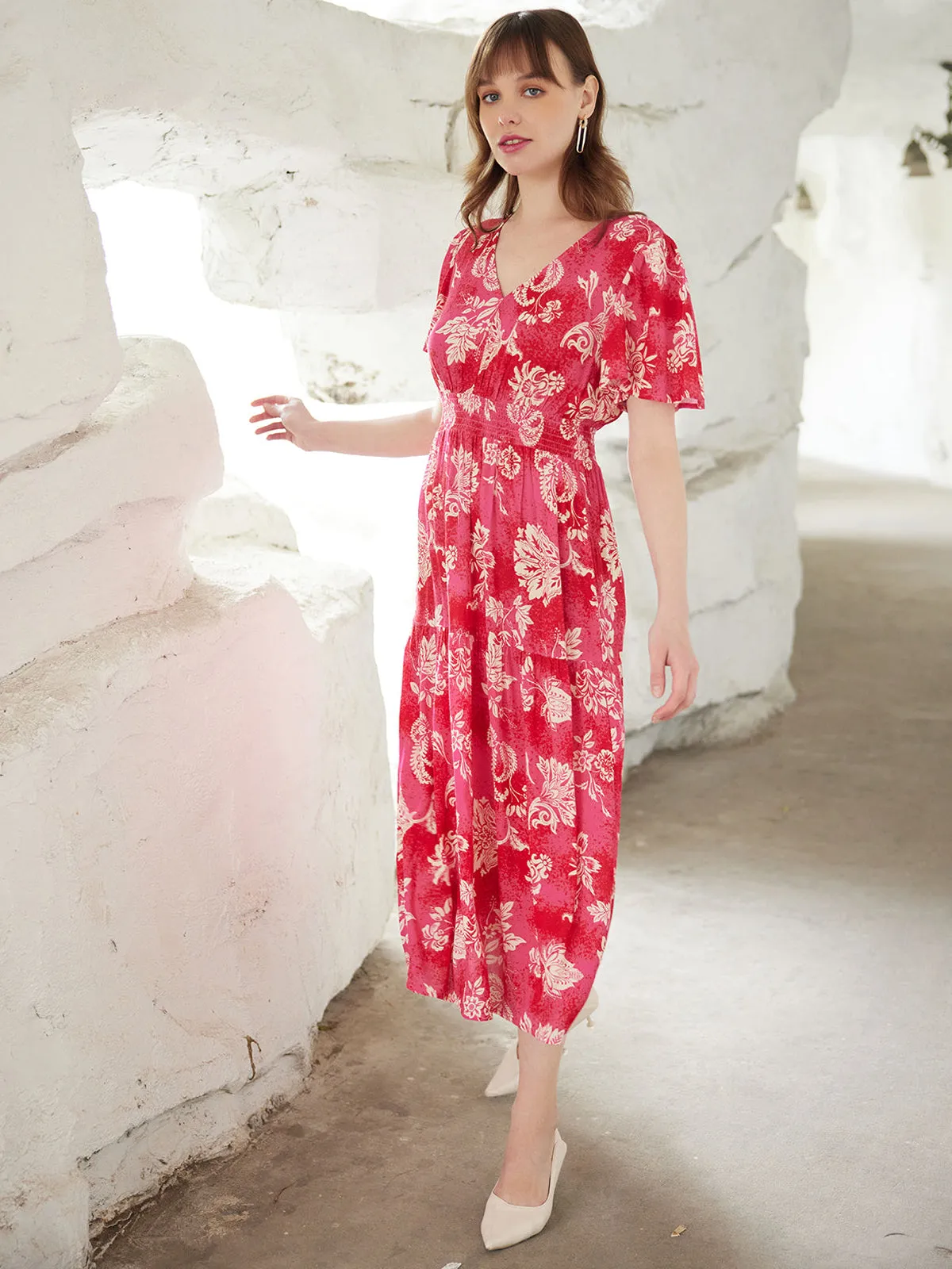 Floral V-Neck Midi Dress sold by 89th & Madison