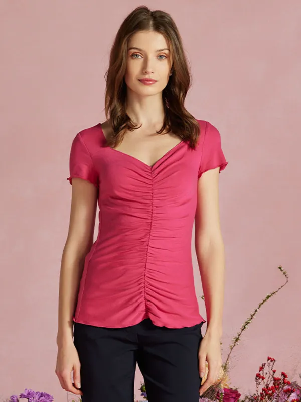 Ruched Ruffle Sleeve Tee sold by 89th & Madison