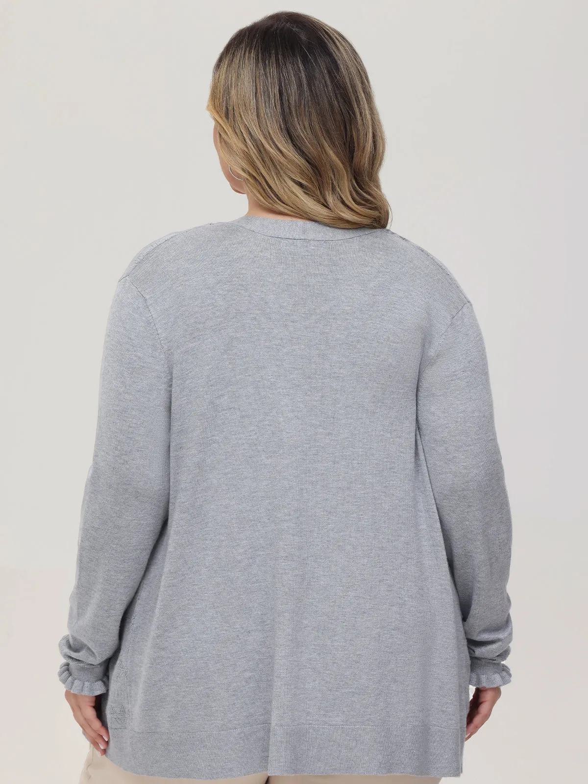 Plus Pointelle Ruffle Cuff Open Cardigan sold by 89th & Madison product image thumbnail 2