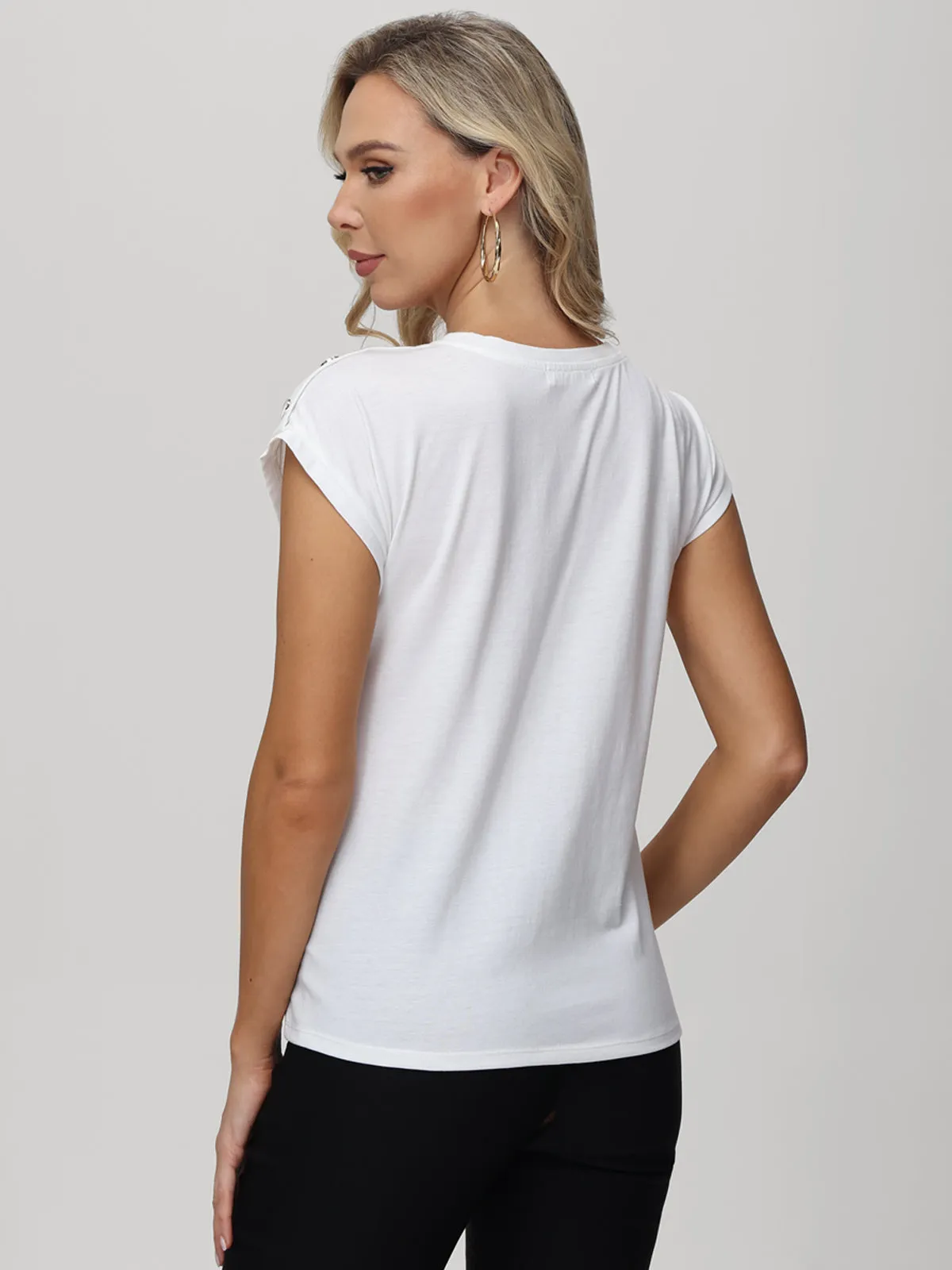 Shoulder Button Dolman Sleeves Tee sold by 89th & Madison product image thumbnail 2