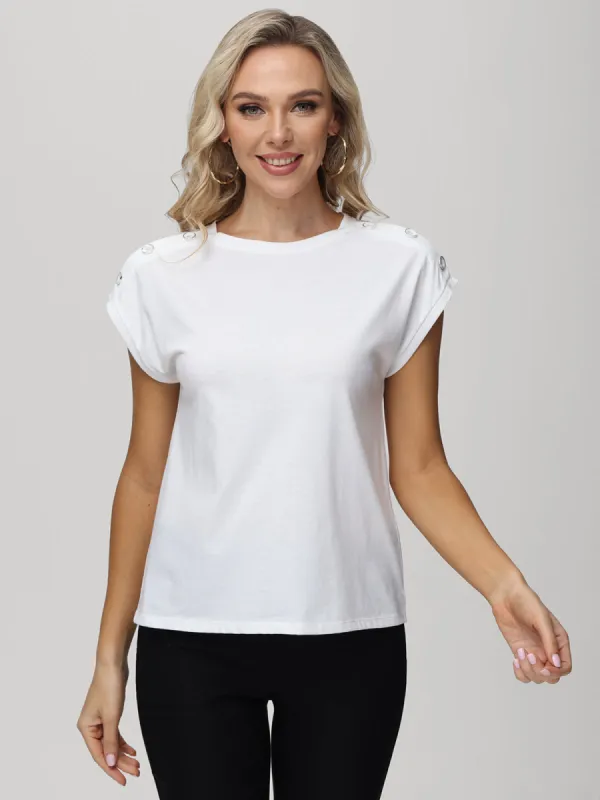 Shoulder Button Dolman Sleeves Tee sold by 89th & Madison