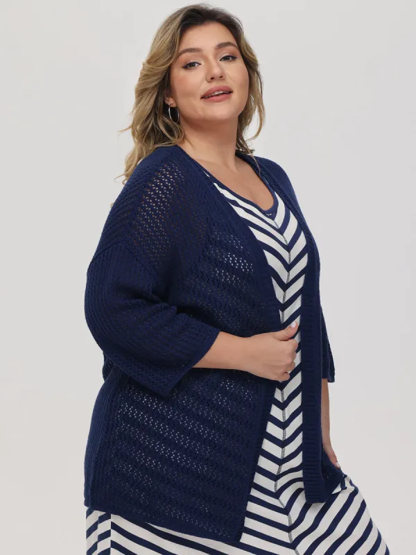 Plus Crochet Drop Shoulder Cardigan sold by 89th & Madison