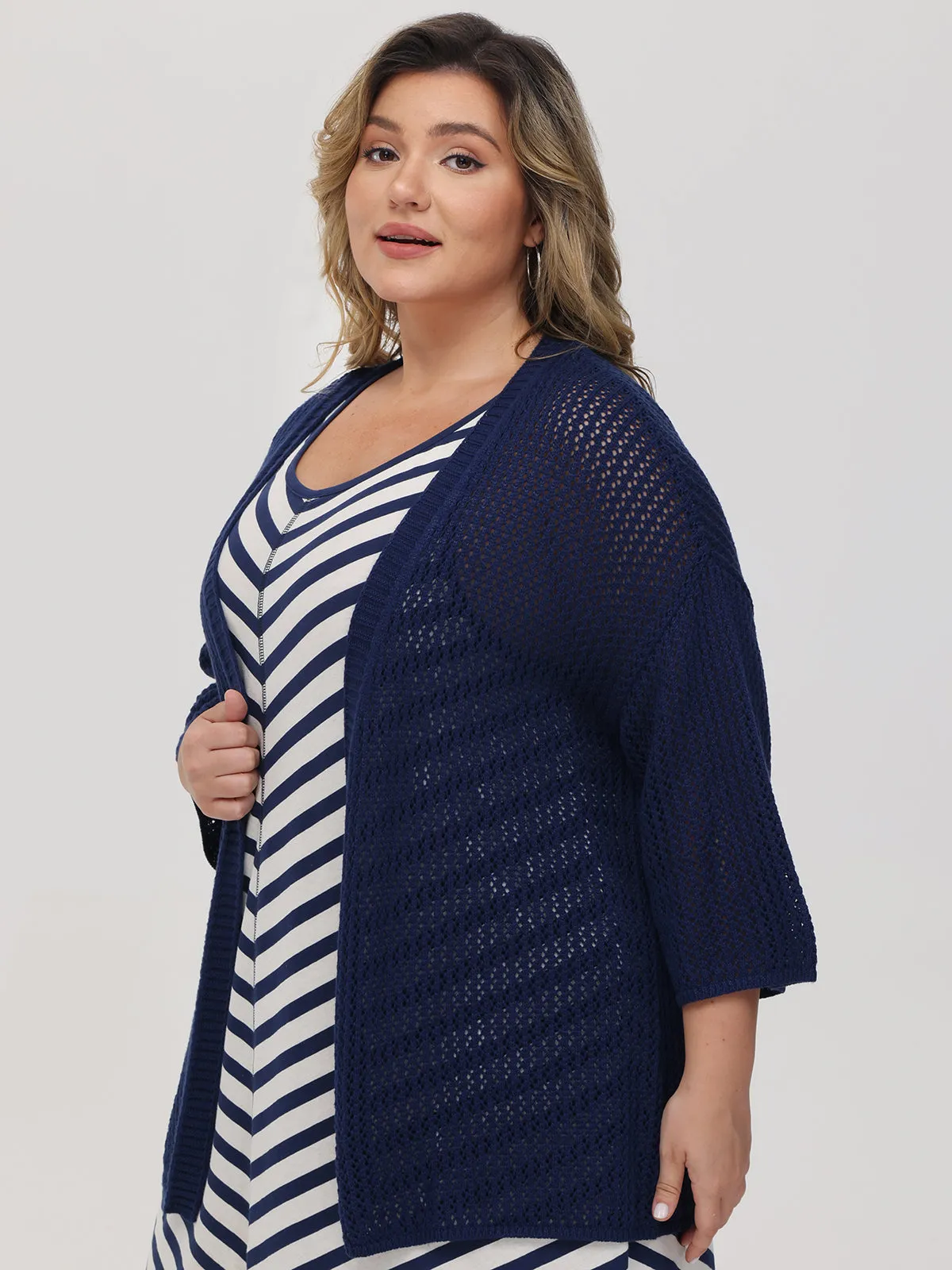 Plus Crochet Drop Shoulder Cardigan sold by 89th & Madison product image thumbnail 3