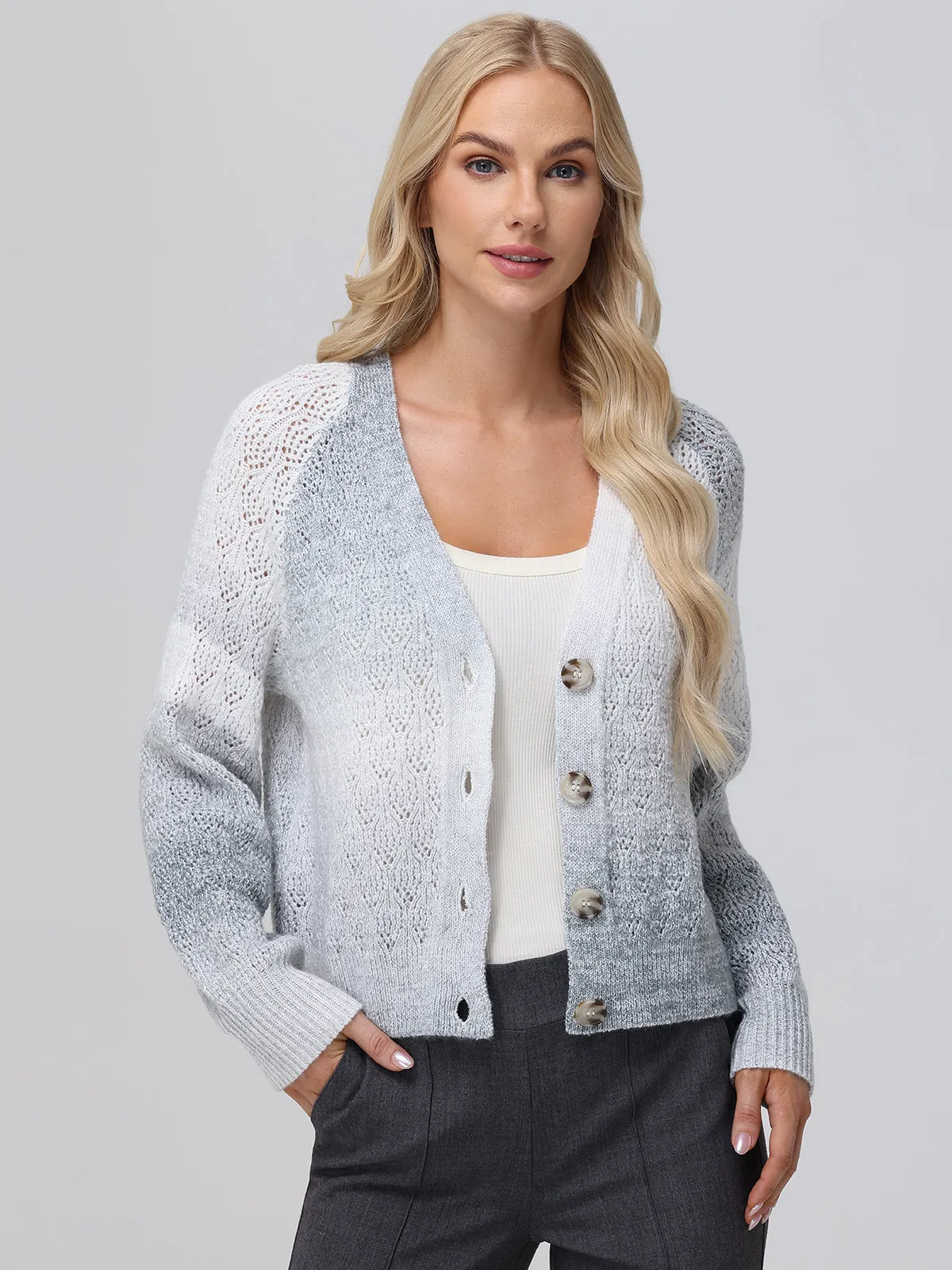 Ombre Pointelle Cardigan sold by 89th & Madison
