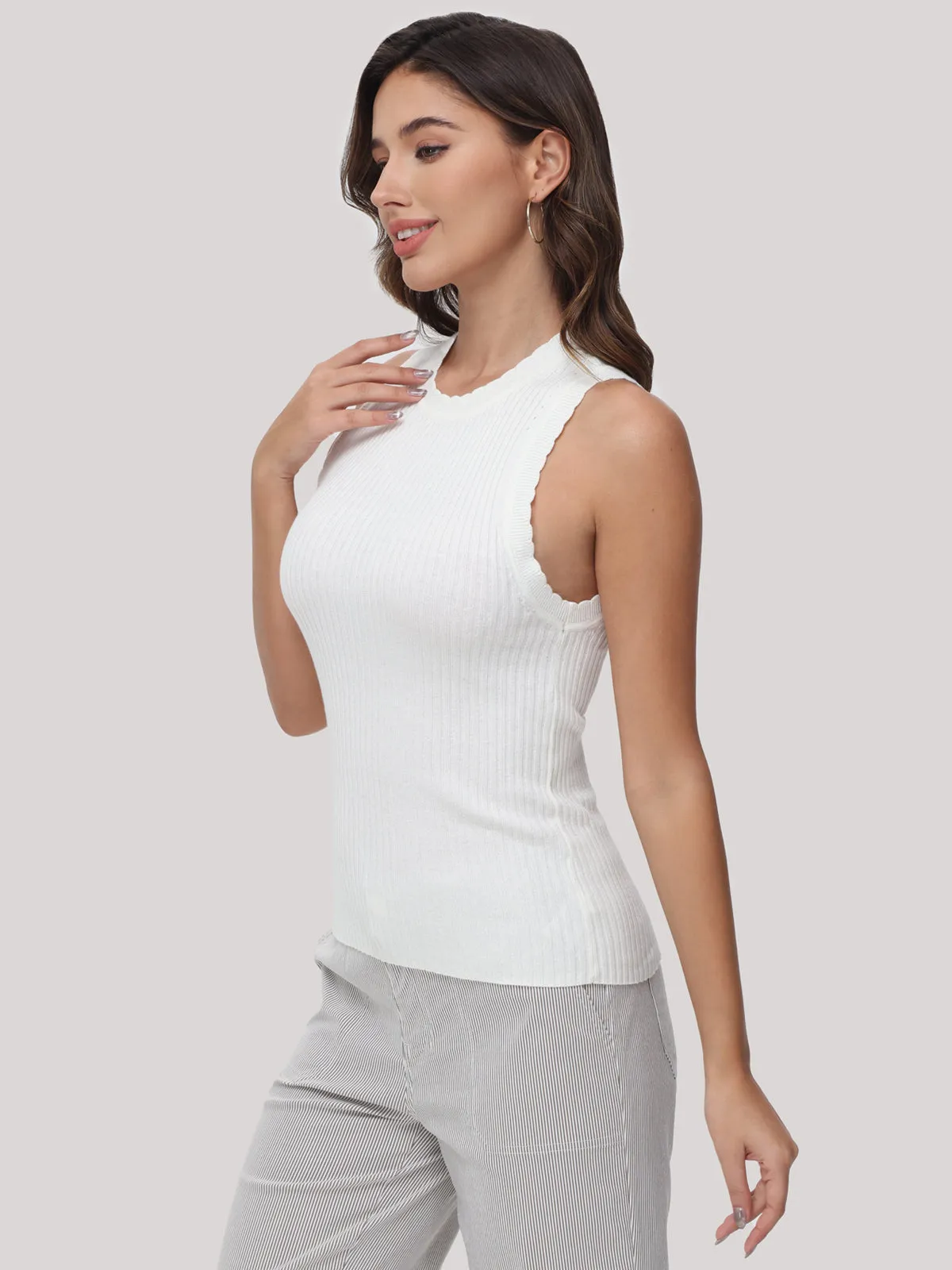 Scallop Trim Tank Top sold by 89th & Madison product image thumbnail 4