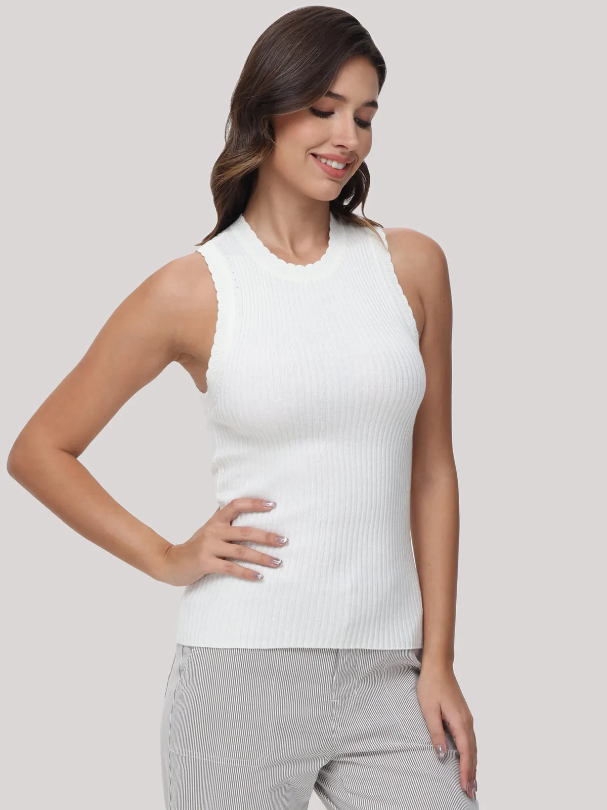 Scallop Trim Tank Top sold by 89th & Madison product image thumbnail 2