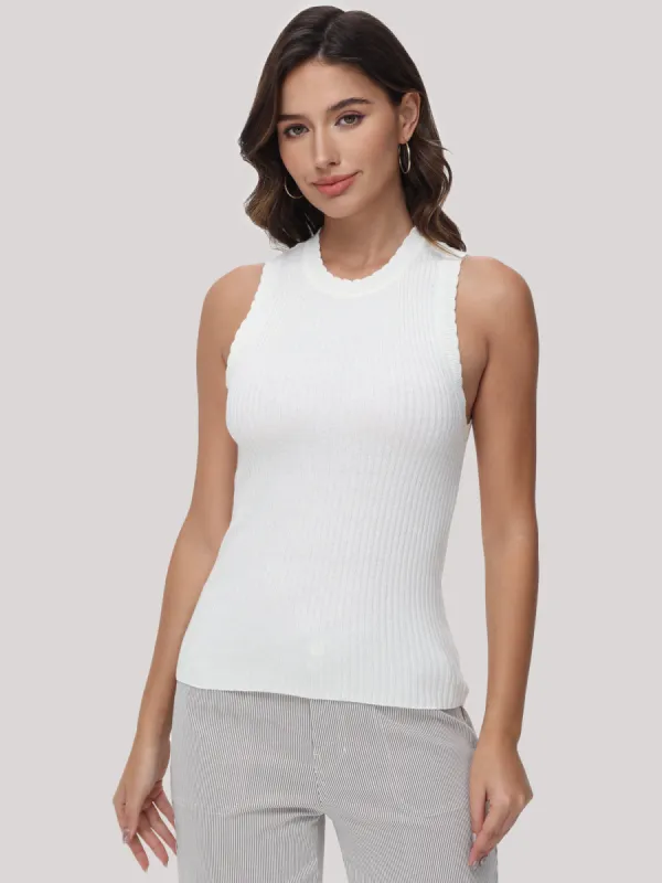 Scallop Trim Tank Top sold by 89th & Madison